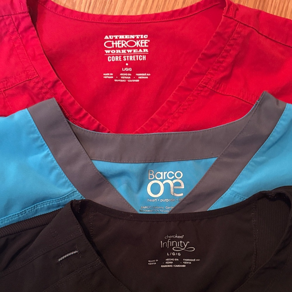 Women’s scrub tops - Black, Red, and Blue - Picture 2 of 3